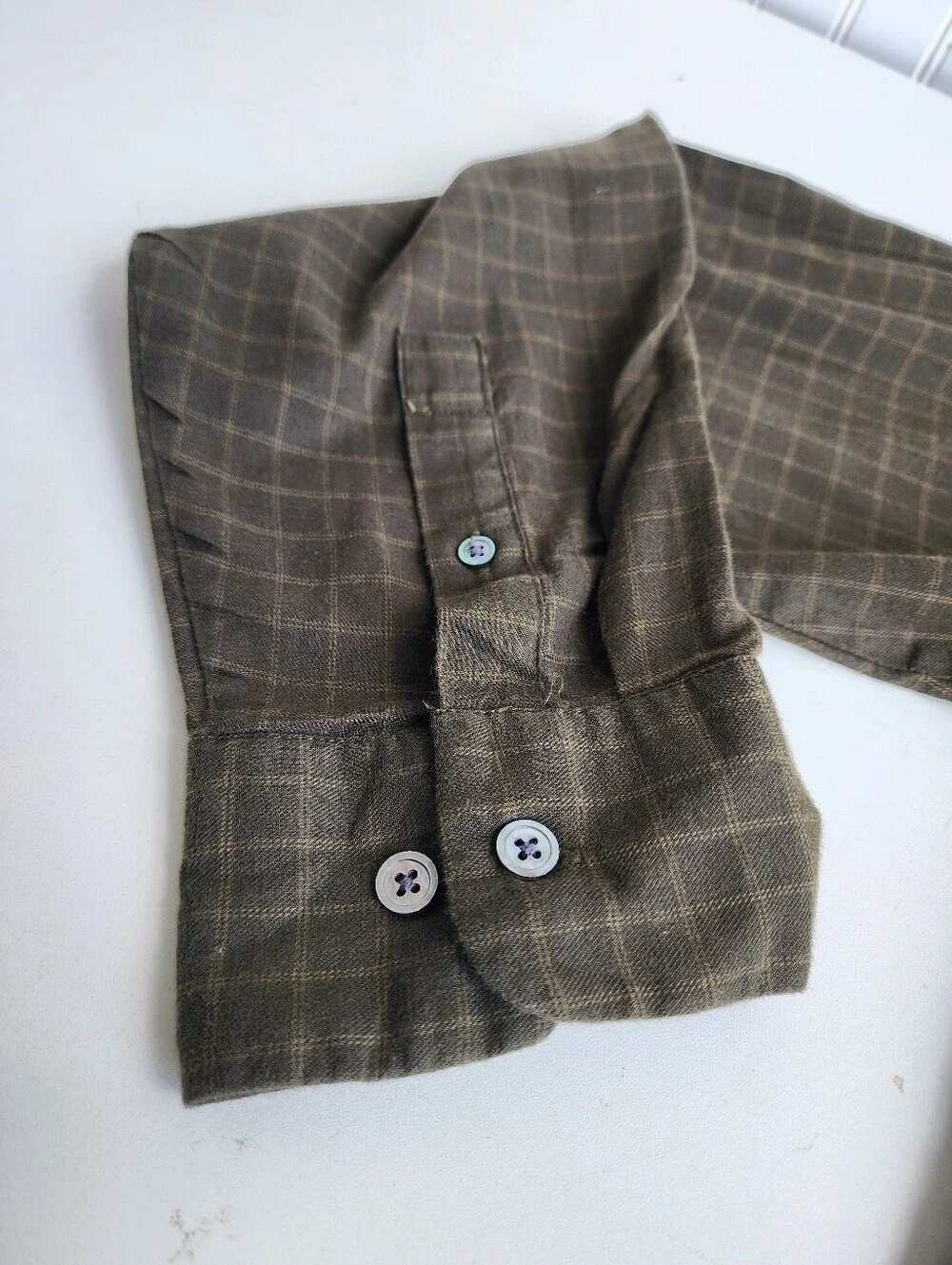 Banana Republic Men's 100% Cotton Soft Flannel Plaid Long Sleeve Shirt Green L
